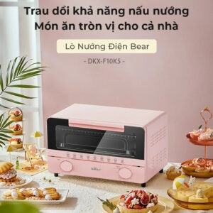 Lò nướng mini Bear 10L DKX-F10K5 có thiết kế nhỏ gọn, màu hồng trẻ trung bắt mắt