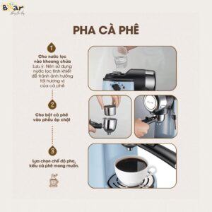 Máy pha cà phê Bear CF-B02V1 sử dụng chất liệu an toàn với sức khỏe người dùng