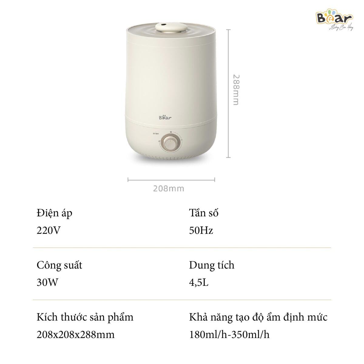 Máy phun sương tạo độ ẩm Bear JSQ-C45U1 (Bản Quốc Tế) - Ảnh 2