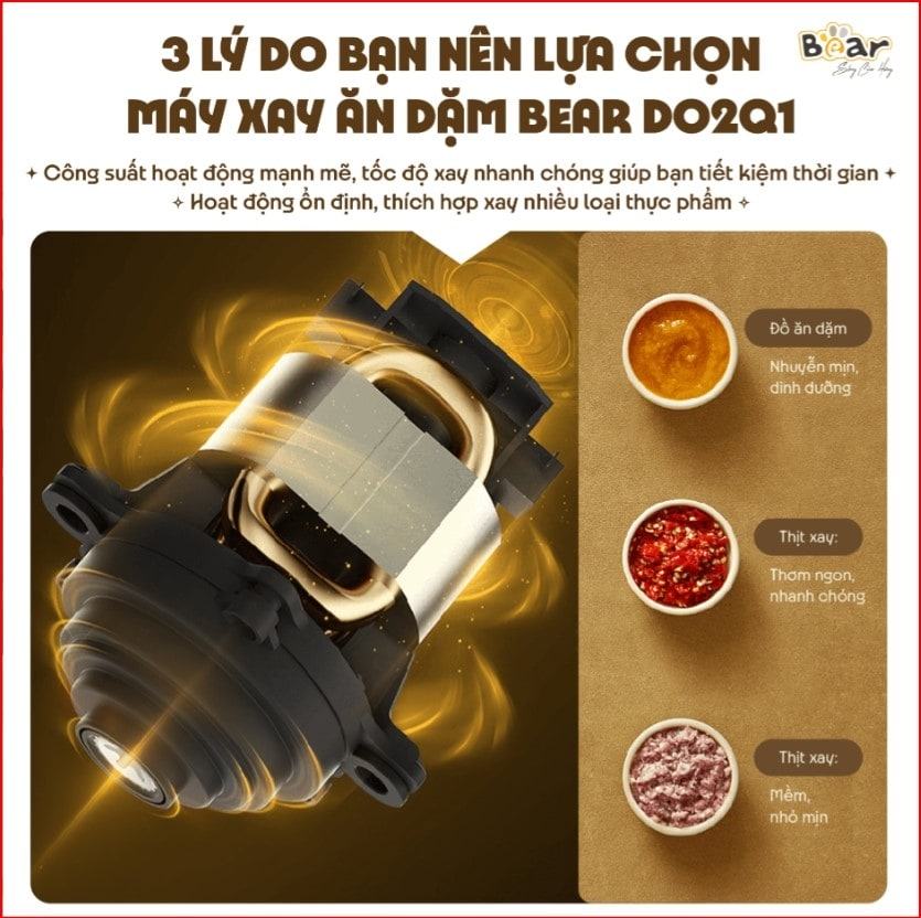 Máy xay ăn dặm Bear 0,6L QSJ-D02Q1 sử dụng chất liệu an toàn, động cơ mạnh mẽ