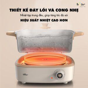 Nồi lẩu đa năng Bear 4L DHG-C40M1 thiết kế đáy nồi thông minh giúp tiết kiệm thời gian vào bếp