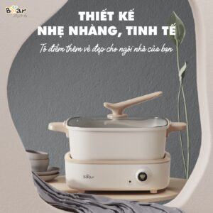 Nồi lẩu Bear 4L DHG-C40M1 sở hữu thiết kế tinh tế, đẹp mắt