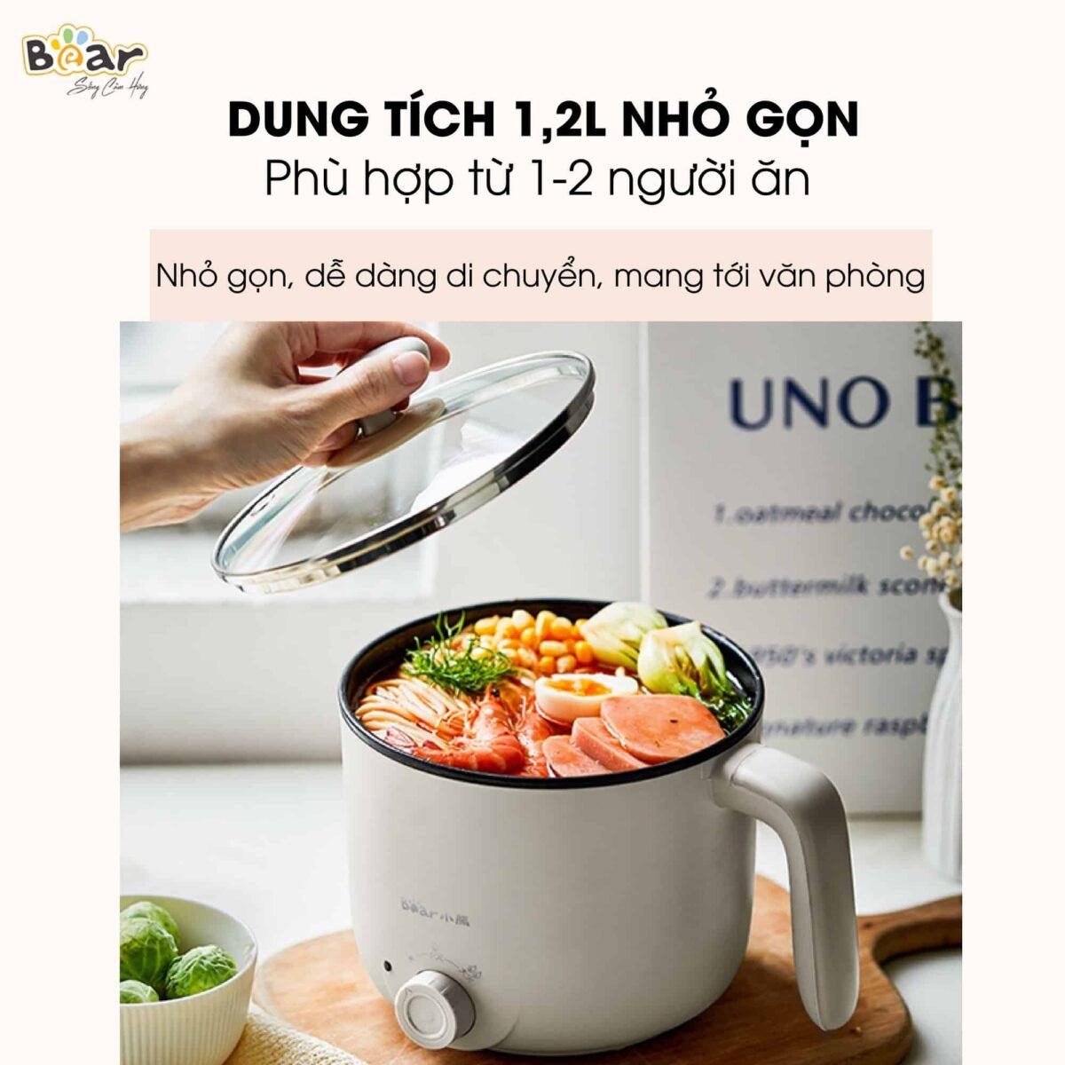 Nồi lẩu điện mini Bear đa năng 1,2L DRG-C12K1 (Bản Quốc Tế) - Ảnh 8