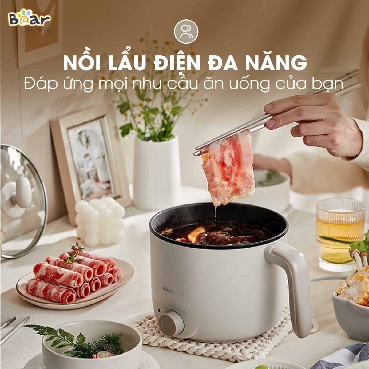 Nồi lẩu điện mini Bear đa năng 1,2L DRG-C12K1 (Bản Quốc Tế) - Ảnh 5