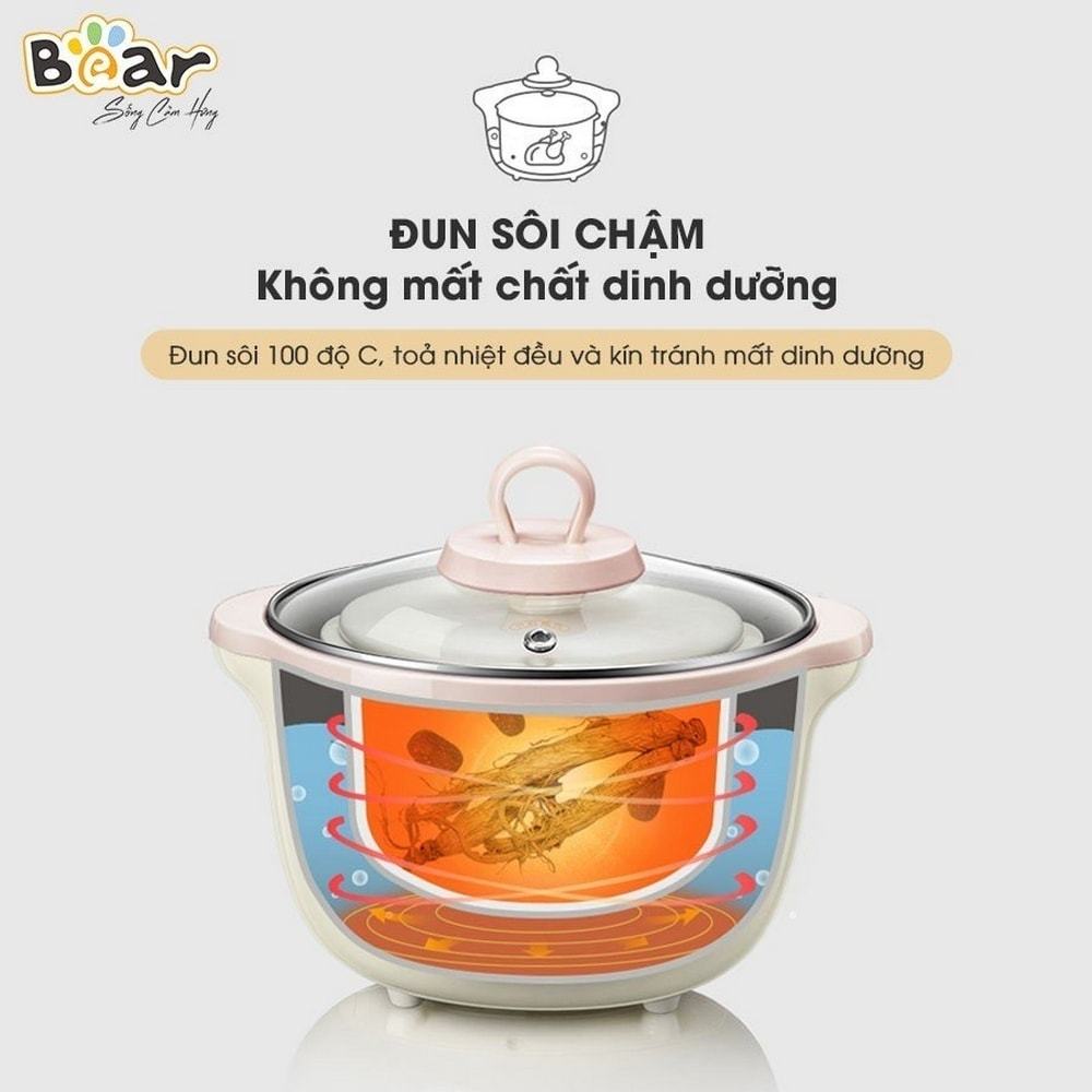 Nồi nấu chậm bear có cơ chế đun sôi chậm cho thực phẩm chín kỹ