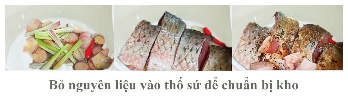 Xếp cá vào thố, chuẩn bị kho