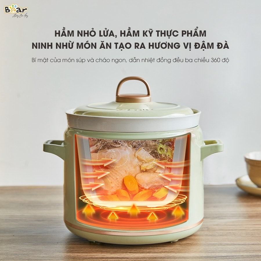 Nồi nấu chậm hoạt động dựa trên cơ chế truyền nhiệt làm chín thức ăn