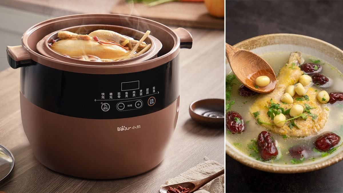 Cách hầm gà bằng nồi nấu chậm Bear ăn thơm ngon ngọt thịt - 1