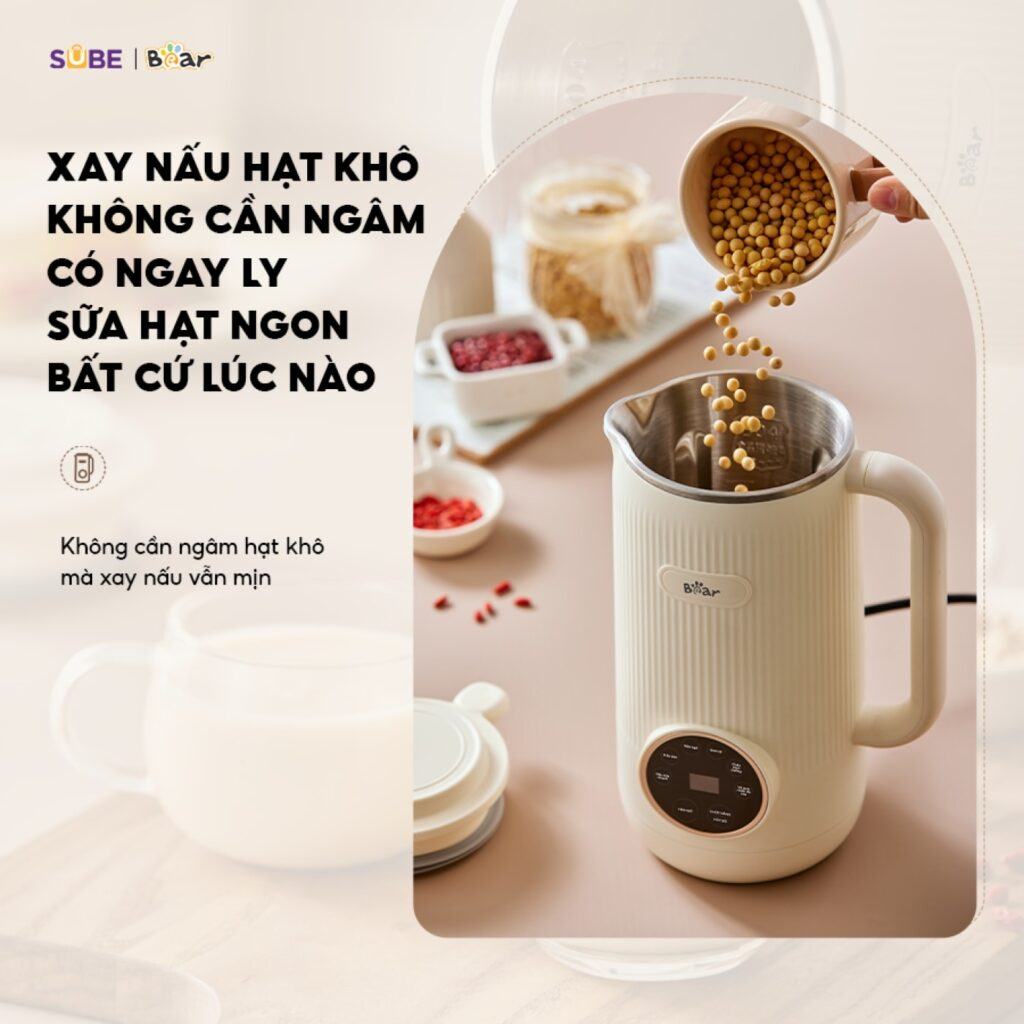 Máy làm sữa hạt Bear SB-SH06C giúp chị em làm sữa nhanh, đảm bảo dinh dưỡng