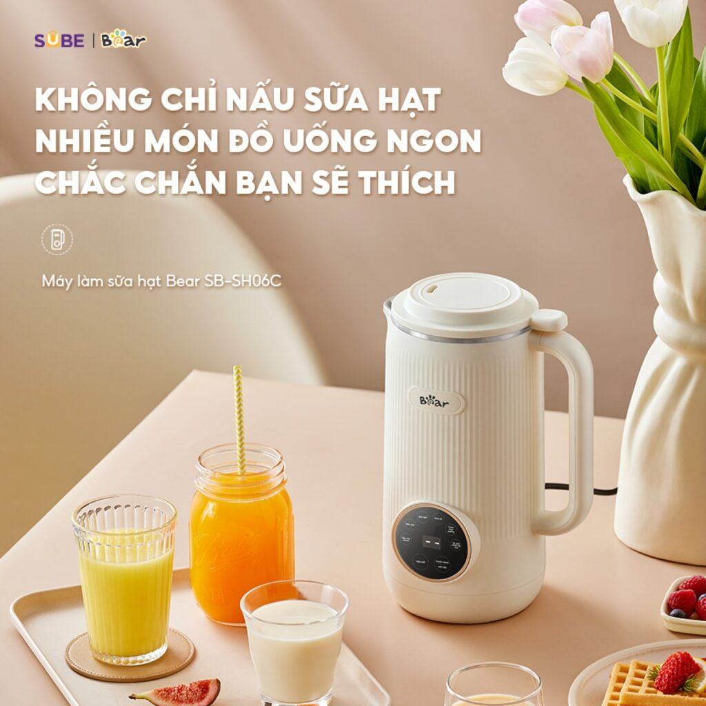 Máy làm sữa hạt Bear SB-SH06C tích hợp nhiều tính năng, tạo nhiều món ngon cho các thành viên trong gia đình