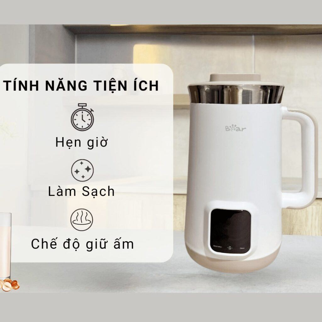 Máy làm sữa hạt Bear SB-SH12H tích hơp đa dạng các tiện ích