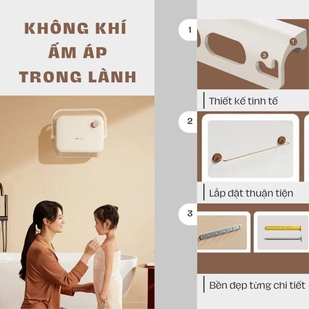 Máy sưởi Bear DNQ-E20N1 sở hữu thiết kế tinh tế, hiện đại