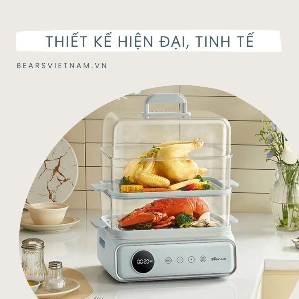 Nồi hấp Bear DZG-P20W7 sở hữu thiết kế nhỏ gọn, màu sắc trang nhã