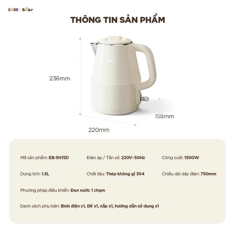 am dun nuoc bear 1.5l eb 5h15d8 Thông tin sản phẩm ấm siêu tốc Bear 1.5L EB-5H15D