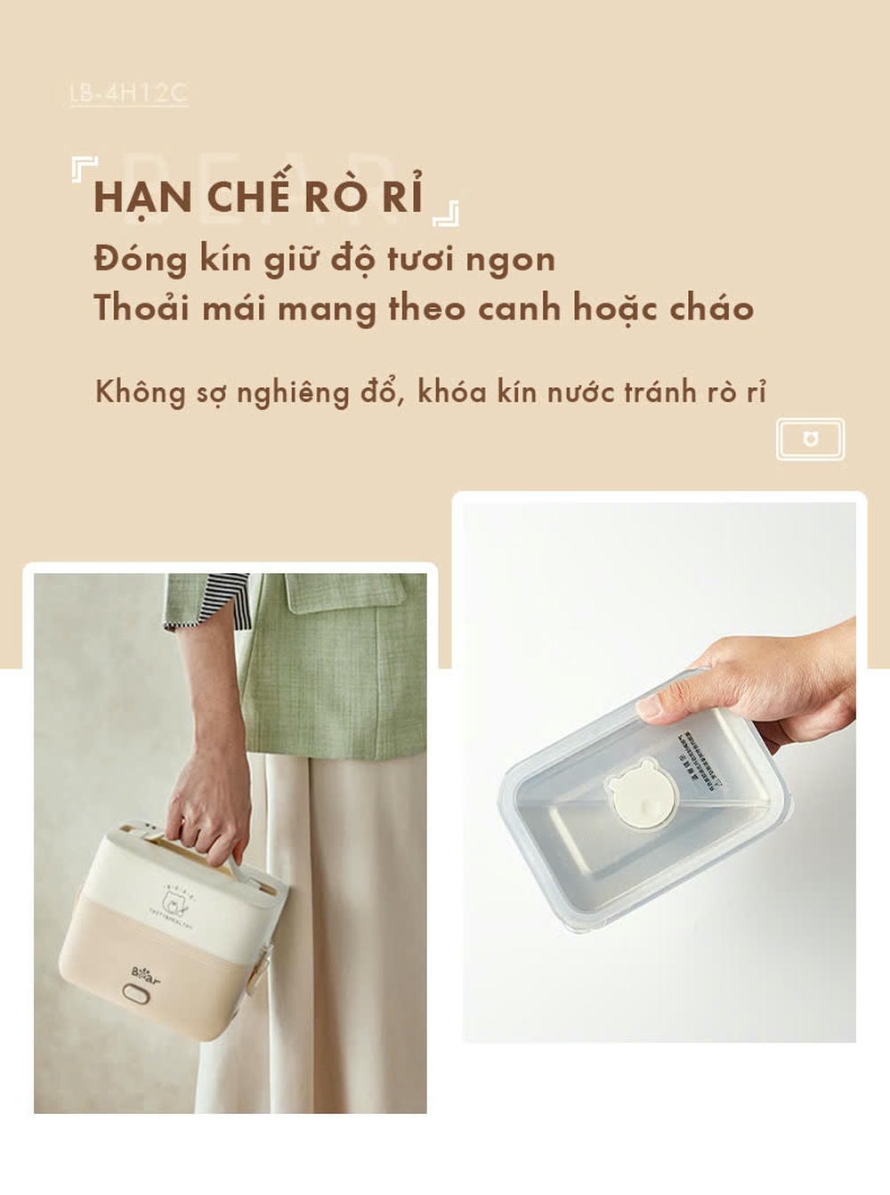 Hộp cơm điện Bear 1.2L LB-4H12C (Bản Quốc Tế) - 9