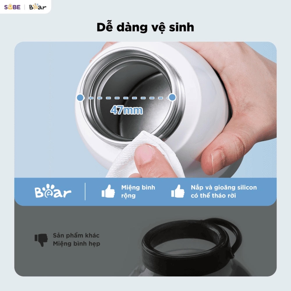 binh dun va ham nuoc pha sua di dong mini bkl 055ej anh2 Bình đun và hâm nước pha sữa di động Bear BKL-055EJ (Bản Quốc Tế) - 5