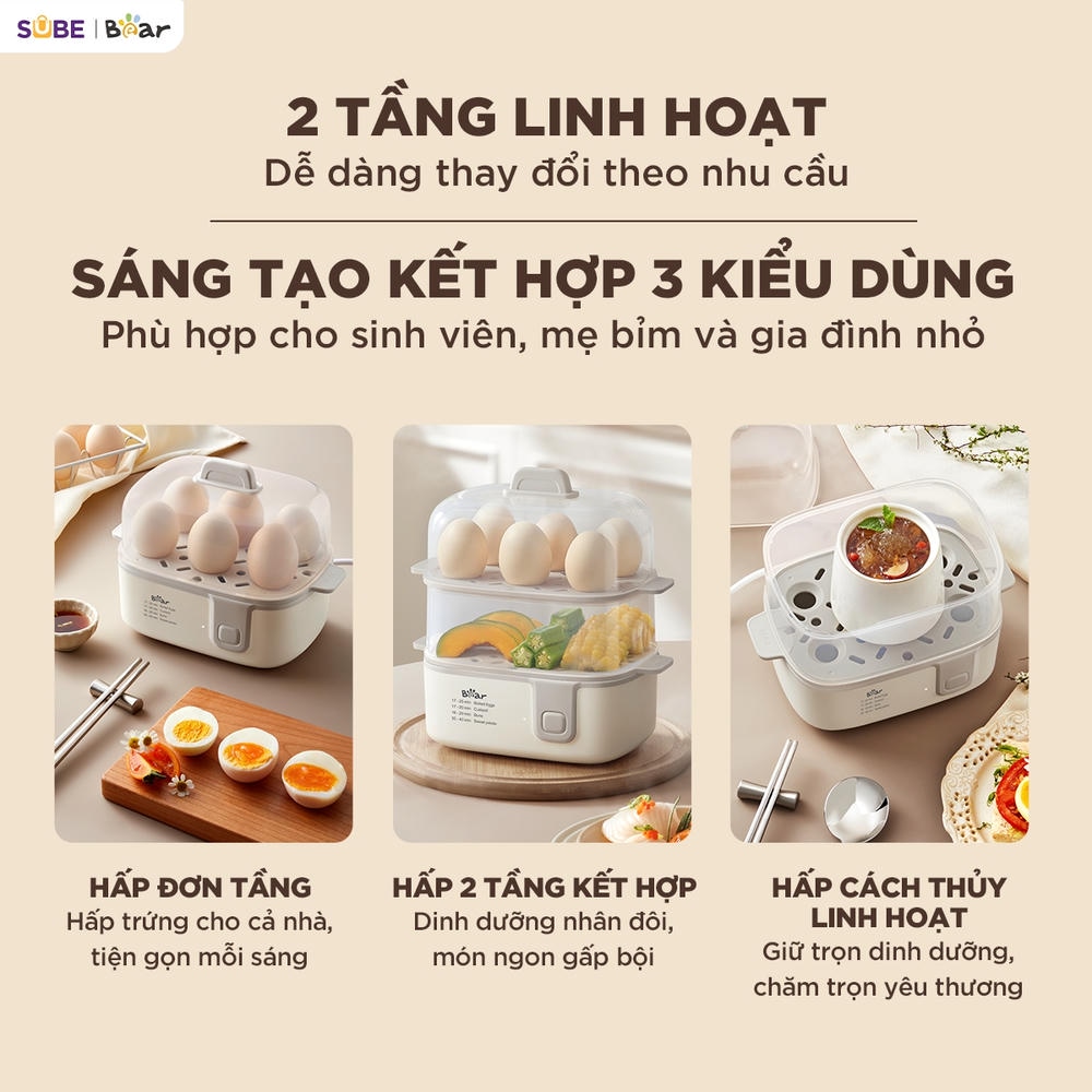 noi hap mini bear eck 125nr anh 09 Nồi hấp mini Bear ECK-125NR (Bản Quốc Tế) - 1