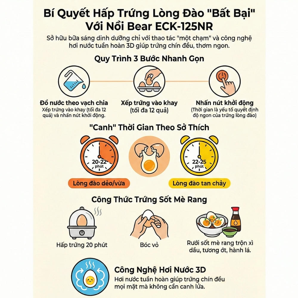 noi hap mini bear eck 125nr anh 12 1 Cách hấp trứng lòng đào với nồi ECK-125NR