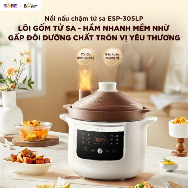 Nồi nấu chậm Bear 3 lít ESP-305LP (Bản Quốc Tế)